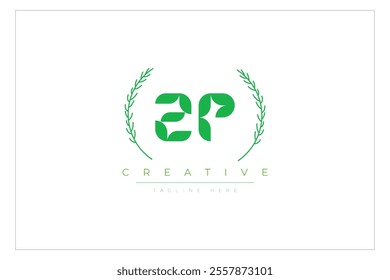 ZP letters eco logo with leaf. Fresh nature and healthy leaf logo design.