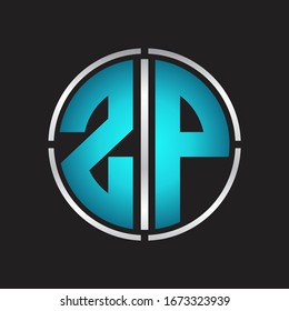 ZP Logo initial with circle line cut design template on blue colors