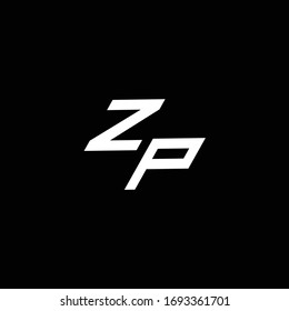Monograma del logotipo ZP con una plantilla de diseño moderno de estilo inferior aislada en fondo negro