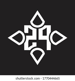 Monograma del logotipo ZP con cuatro cono redondeado por la plantilla de diseño de forma