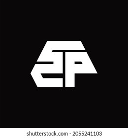 Monograma del logotipo ZP con plantilla de diseño de estilo de forma octagón sobre fondo negro