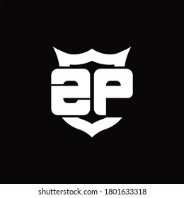 ZP Logo monogram with shield around crown shape design template