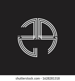 ZP Logo monogram triple ribbon style line design template isolated on black background