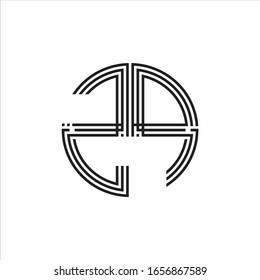 ZP Logo monogram triple ribbon style line design template isolated on white background