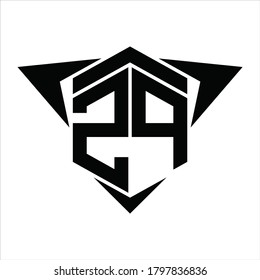 ZP Logo monogram with wings arrow around design template on white background
