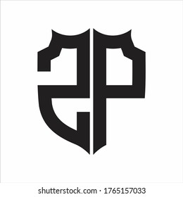 ZP Logo Shield style Monogram design template on white background
