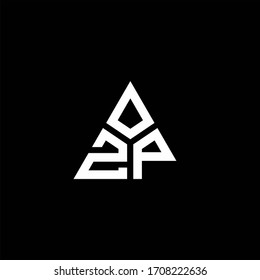 Logotipo ZP monogramo con forma de 3 piezas aislado en una plantilla de diseño triangular