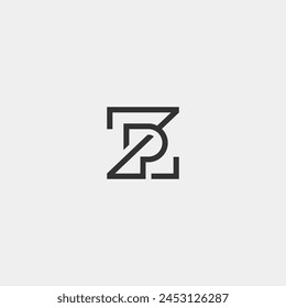 ZP monogram logo in black and white monoline style. Z and P logo.