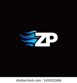 Logotipo ZP monograma con plantilla de diseño de estilo de incendio azul