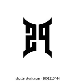 ZP monogram logo with curved side design template