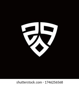 ZP monogram logo with modern shield style design template isolated on black background