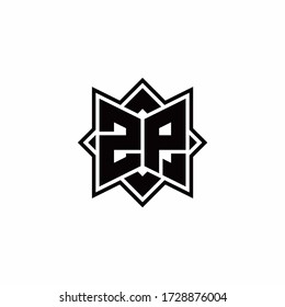 ZP monogram logo with square rotate style outline design template