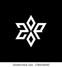 ZP monogram logo with star shape and luxury style design template
