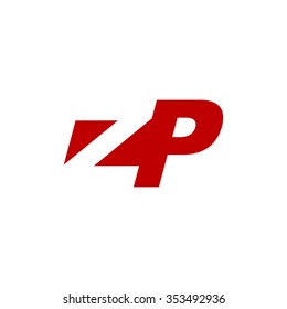 ZP negative space letter logo red