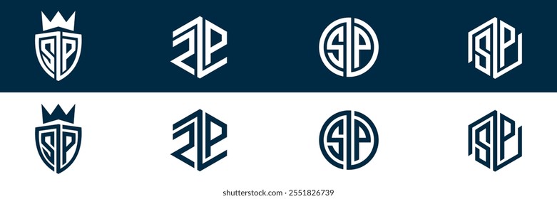 ZP PZ letra logotipo conjunto design