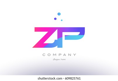 zp z p  creative pink purple blue modern dots creative alphabet gradient company letter logo design vector icon template