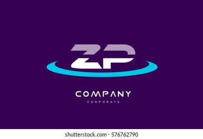 zp z p cyan magenta blue letter combination alphabet vector company logo icon sign design template 