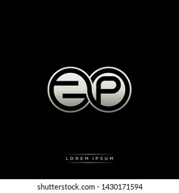 ZP Z P initial letter linked circle capital monogram logo modern template silver color edition