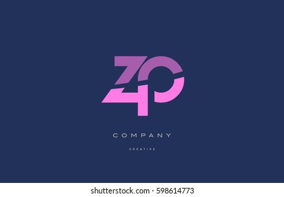 zp z p pink blue pastel modern abstract alphabet company logo design vector icon template letter 