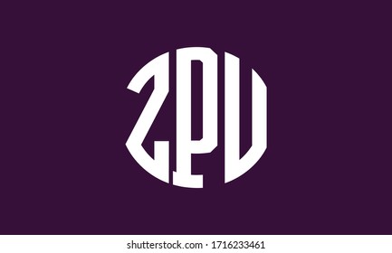 Plantilla de logotipo de marca vectorial de letra monograma abstracta ZPU Circle Emblem