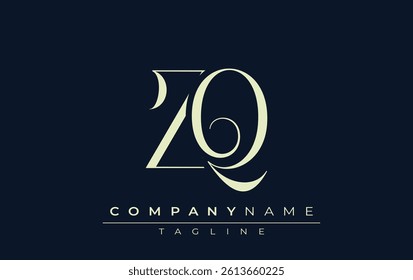 ZQ abstract Logo. Elegantly Designed Minimalist Monogram Logo with Stylish Lettering. Sophisticated and sleek minimalist monogram showcasing unique lettering design.