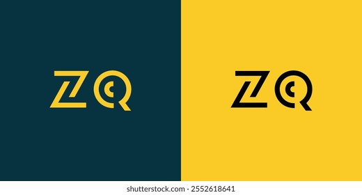 ZQ abstract minimalist letters Logo Monogram. It is a minimalist logo, this logo is made by combining two letters