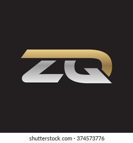ZQ company linked letter logo golden silver black background