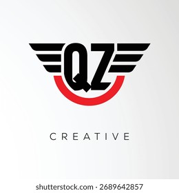 ZQ Creative Wings Letter Logo with Modern Shield - Powerful Business and Branding Symbol	