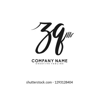 ZQ Initial Handwriting Logo Template Vector