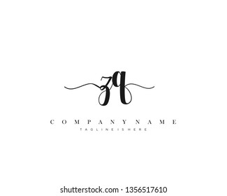 ZQ initial handwriting logo template vector