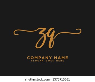 ZQ Initial Handwriting Logo Vector