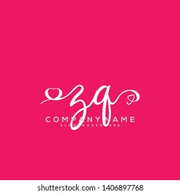 ZQ Initial handwriting logo vector