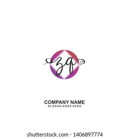 ZQ Initial handwriting logo vector