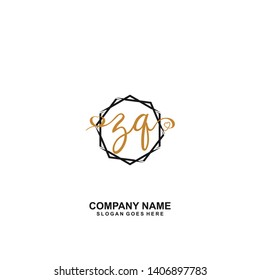 ZQ Initial handwriting logo vector
