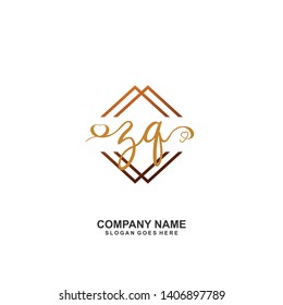 ZQ Initial handwriting logo vector