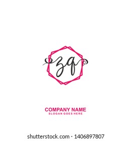ZQ Initial handwriting logo vector