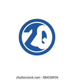 ZQ initial letters circle business logo blue