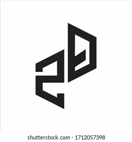 ZQ Initial Letters logo monogram with up to down style