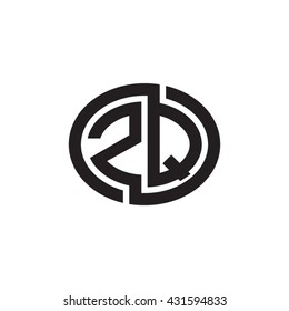 ZQ initial letters looping linked ellipse monogram logo