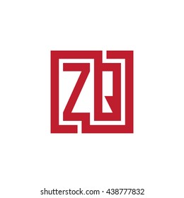 ZQ initial letters looping linked square logo red