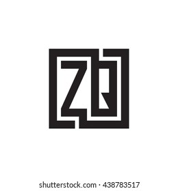 ZQ initial letters looping linked square monogram logo