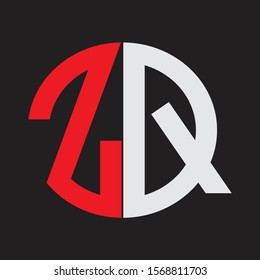 ZQ Initial Logo design Monogram Isolated on black background