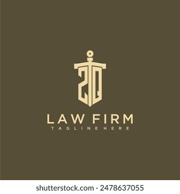 ZQ initial monogram for lawfirm logo with sword style image