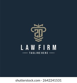 ZQ initial monogram logo law firm with pillar design