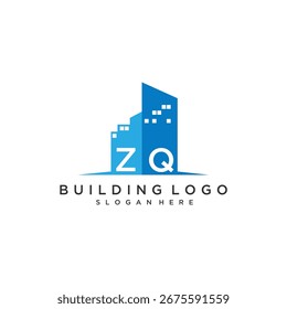 ZQ inicial monograma de bienes raíces para la construcción
