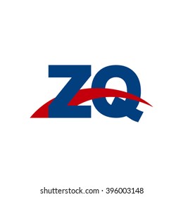 ZQ initial overlapping swoosh letter logo blue red