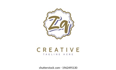 Iniciales ZQ, vector de logotipo de escritura a mano