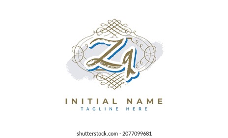 Zq Initials, handwriting logo vector