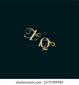 ZQ letter elegant and curvy style monogram wedding logo initial bold concept design