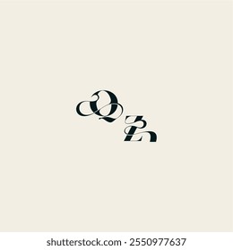 Letra ZQ monograma de casamento elegante logotipo de curva de fantasia negrito e linha de cabelo inicial